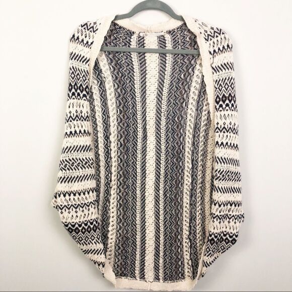 JOLT | Tan & Navy Sweater Kimono Cardigan Large - Picture 1 of 5